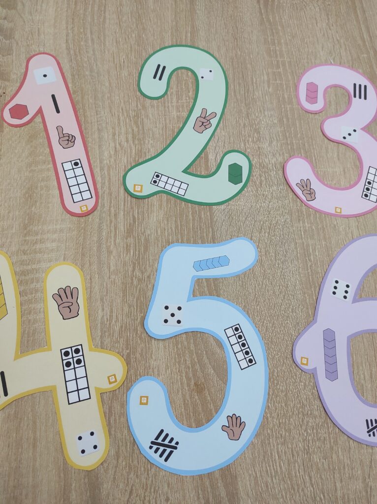 Números cantidad color perlas Montessori