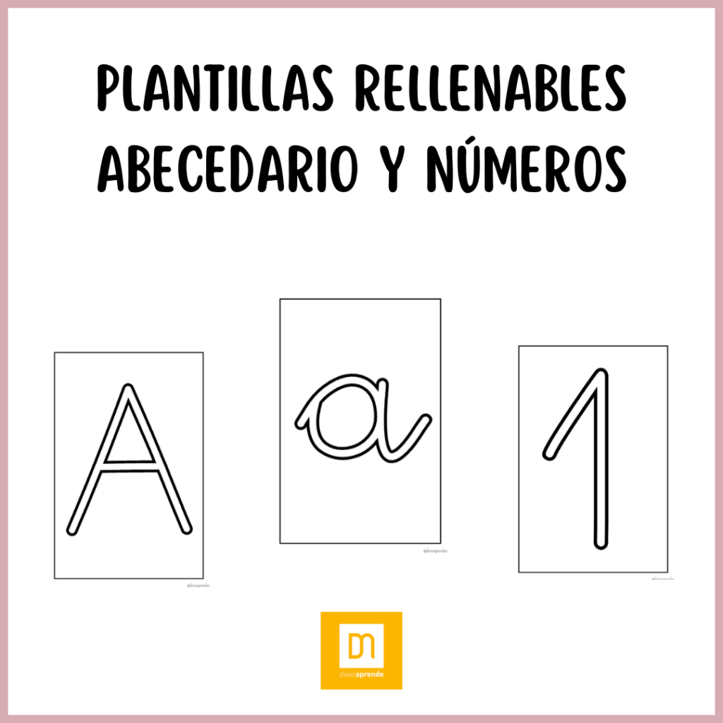 Abecedario y números rellenables blanco y negro
