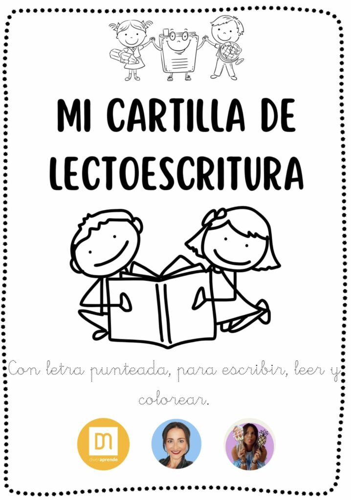 Cartilla de lectura blanco y negro punteada